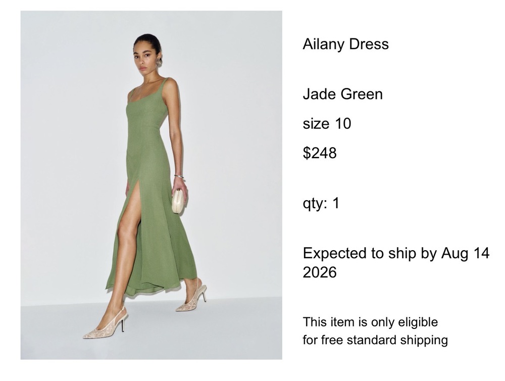 Reformation Ailany Dress Green - Size 10